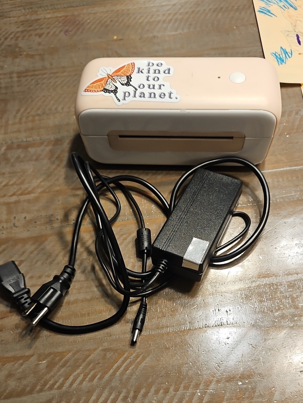 Portable Label Printer in Light Pink with Sticker